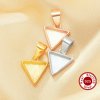 9MM Keepsake Breast Milk Resin Triangle Pendant Bezel Settings,Solid 925 Sterling Silver Rose Gold Plated Charm,DIY Pendant Supplies 1431242