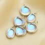 Simulated Glass Moonstone Charm,Round/Heart/Oval Solid 925 Sterling Silver Gold Plated Pendant Charm,DIY Pendant Charm Supplies 1431201