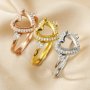 8MM Halo Heart Prong Ring Settings with Heart Side Stone Solid 925 Sterling Silver Rose Gold Plated Ring Bezel for Faceted Stone 1294321