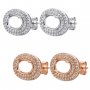 1Pair Multiple Sizes Oval Solid 925 Sterling Silver Rose Gold Tone DIY Prong Studs Earrings Settings Bezel With Cubic Zirconia 1706025