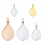 Breast Milk Resin Pear Solid Back Pendant Bezel Settings,Solid 925 Sterling Silver Rose Gold Plated Pendant,DIY Memory Jewelry Supplies 1431138