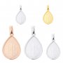 Breast Milk Resin Pear Solid Back Pendant Bezel Settings,Solid 925 Sterling Silver Rose Gold Plated Pendant,DIY Memory Jewelry Supplies 1431138