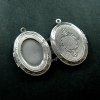 5pcs Pendant DIY Antique Silver European Antique Style Oval Flower Gemstone Studded Prayer Box Photo Locket Jewelry