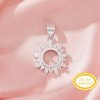 Halo Round Prong Pendant Settings,Flower Solid 14K 18K Gold Pendant,Moissanite Diamond Round Pendant,DIY Pendant Supplies 1411437