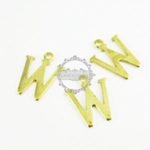 10pcs 15x10mm vintage kawaii metal alphabet letter W raw brass pendant charm packs assortment 1800083