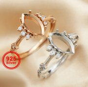 6x12MM Marquise Prong Ring Settings Solid 925 Sterling Silver Rose Gold Plated DIY Ring Bezel for Gemstone Supplies 1294359