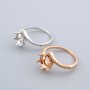 8MM Round Prong Ring Settings Bypass Shank Solid 925 Sterling Silver Rose Gold Plated Set Size DIY Ring Bezel for Gemstone Supplies 1210102