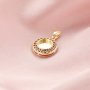 8MM Keepsake Breast Milk Round Pendant Bezel with Birthstone,Solid 14K 18K Gold Charm,Halo Birthstone Deco Charm,DIY Solid Back Charm Bezel For Resin 1411326