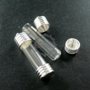 5pcs 8x30mm transparent tube glass bottle 5mm mouth silver plated bail perfume vial pendant wish charm DIY supplies 1820232