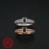 1Pcs 4x6MM Oval Prong Ring Settings Adjustable Pave Shank Rose Gold Plated Solid 925 Sterling Silver Bezel Tray for Gemstone 1224056