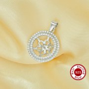 12MM Round Pin Pendant Settings for Half Drilled Pearl Bead,Solid 925 Sterling Silver Pendant Charm,Dainty Pave CZ Stone Round Pendant Charm,DIY Pendant Blank Supplies 1411454