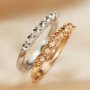 1Pcs 2.5-3MM 7 Stones Solid 925 Sterling Silver Rose Gold Tone Round Prong Bezel Adjustable Ring Settings 1210028