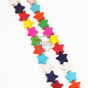 1 string 15inch 15mm vintage mix color dyeing turquoise gemstone star unique beads 3010006