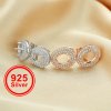 1Pair Multiple Sizes Oval Solid 925 Sterling Silver Rose Gold Tone DIY Prong Studs Earrings Settings Bezel With Cubic Zirconia 1706025