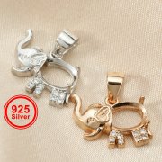 1Pcs 6x8MM Oval Prong Pendant Settings Elephant Rose Gold Plated Solid 925 Sterling Silver Charm Bezel Tray DIY Supplies for Gemstone 1421146