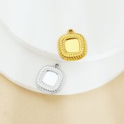 6MM Cushion Square Bezel Stainless Steel Pendant Settings,Stainless Steel Square Pendant Charm,Art Deco Square Pendant,DIY Pendant Blank 1431538