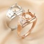 10MM Round Prong Ring Blank Settings Men's Bezel Solid 925 Sterling Silver Rose Gold Plated Adjustable Ring Band for Gemstone 1294315