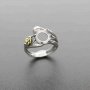 1Pcs 8MM Vintage Style Brass Flower Branch Round Cabochon Bezel Antiqued Solid 925 Sterling Silver Adjustable Ring Settings 1213050