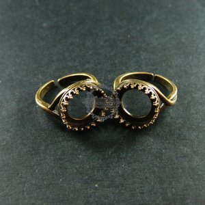 5pcs 14MM setting size round vintage bronze ring bezel tray adjustable ring fashion ring DIY supplies 1211059