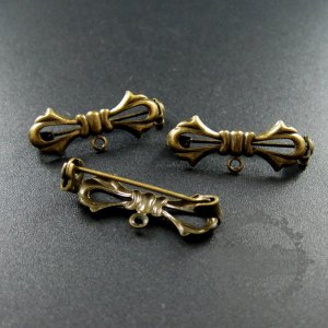 20pcs 11x30m vintage style bronze plated brass bow knot with loop DIY brooch findings supplies 1582040
