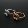 8MM Square Prong Ring Settings Solid 925 Sterling Silver Rose Gold Plated DIY Adjustable Ring Bezel for Gemstone 1294214