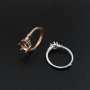 1Pcs 4-15MM Round Prong Bezel Rose Gold Plated Solid 925 Sterling Silver Adjustable Ring Settings for Moissanite Gemstone DIY Supplies 1210053