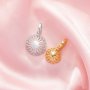 Keepsake Breast Milk Resin Ball Round Pin Pendant Settings for Half Drilled Pearl Bead,Solid 14K 18K Gold Pendant Charm,DIY Pendant Supplies 1411460