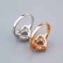 8MM Round Prong Ring Settings Heart Halo Rose Gold Plated Solid 925 Sterling Silver Set Size Ring Bezel 1210110