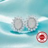 Keepsake Breast Milk Resin Halo Oval Bezel Studs Earrings Blank Settings,Sun Flower Solid 925 Sterling Silver Studs Earring,DIY Earrings Supplies 1706210-1