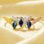 4x8MM Marquise Simulated Sapphire Angel Wings Ring,Solid 925 Sterling Silver Rose Gold Plated Ring,Wings Art Deco Adjustable Ring 6290631