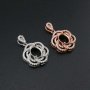 1Pcs 7x9MM Oval Prong Pendant Settings Flower Pave Rose Gold Plated Solid 925 Sterling Silver Charm Bezel Tray DIY Supplies for Gemstone 1421135