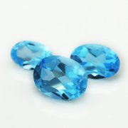 1Pcs Oval Faceted Swiss Blue Topaz Nature October Birthstone DIY Loose Gemstone Supplies 4120140