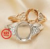 1Pcs Mulitiple Size Oval 4 Prong Bezel Pave Shank Rose Gold Plated Solid 925 Sterling Silver Adjustable Ring Settings For DIY Gems Moissanite Stone 1224022
