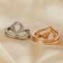 6x8MM Pear Prong Ring Blank Settings Infinity Bezel Solid 925 Sterling Silver Rose Gold Plated Stackable Ring Supplies 1294385