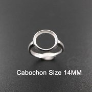 1Pcs 14MM Round Bezel 925 Sterling Silver Ring Setting Bezel Basic Ring Size Diameter 18MM DIY Adjustable Ring Setting 1212034-4