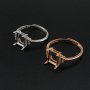 6x8MM Rectangle Prong Ring Settings Vintage Style Rose Gold Plated Solid 925 Sterling Silver Adjustable Ring Bezel for Gemstone 1294242