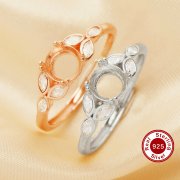 6MM Round Prong Ring Settings,Art Deco Solid 925 Sterling Silver Rose Gold Plated Ring,Vintage Style Ring,DIY Ring Supplies 1215084