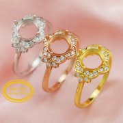 Keepsake Breast Milk Resin Round Flower Prong Ring Settings Solid 14K Gold Ring Moissanite DIY Prong Ring Bezel Supplies 1210112-1