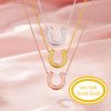 Keepsake Breast Milk Resin Horse Shoe U Bezel Pendant Necklace Settings,Solid 14K 18K Gold Necklace 16''+2'' Extension Chain 1431463