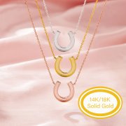 Keepsake Breast Milk Resin Horse Shoe U Bezel Pendant Necklace Settings,Solid 14K 18K Gold Necklace 16''+2'' Extension Chain 1431463