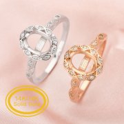 6x8MM Oval Prong Ring Settings,Flower Solid 14K 18K Gold Moissanite Ring,Marquise Art Deco Ring,DIY Ring Bezel For Gemstone 1224161