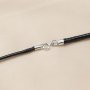 1.5-3MM Black Leather Rope Necklace Chain with Solid 925 Sterling Silver Spring Ring Clasp DIY Jewelry Supplies 1323004