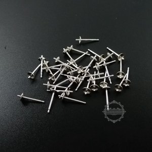 10Pcs 4MM 925 Solid Sterling Silver Round Base Solid Silver Earrings Stud Bezel DIY Jewelry Supplies 1702066