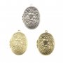 5Pcs 23x29mm brass antiqued silver,bronze,silver flower engraved vintage oval photo locket pendant charm supplies 1121052