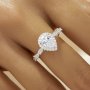 Halo Pear Simulated Diamond Ring With 6x8MM Pear White Cubic Zirconia,Solid 925 Sterling Silver Ring,Art Deco Pave CZ Stone Pear Ring 6230057