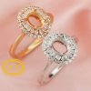 5x7MM Halo Oval Prong Ring Setttings Art Deco Memory Jewelry Solid 14K 18K Gold DIY Ring Blank Wedding Band with Moissanite 1224134-1