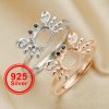 5x7mm Oval Prongs Ring Settings,Animal Crab Solid 925 Sterling Silver Rose Gold Plated Ring,DIY Gemstone Supplies 1294490