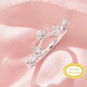 Curved Tree Branch Leaf Moissanite Stackable Ring,Flower Solid 14K 18K Gold Ring,Dainty Stacker Ring,Stackable Ring,DIY Ring Supplies 1295001