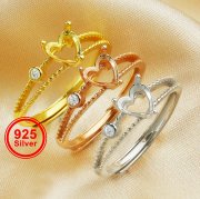 6MM Heart Prong Bezel Ring Settings Solid 925 Sterling Silver Rose Gold Plated Band Love Memory Jewelry DIY Ring Supplies 1294381