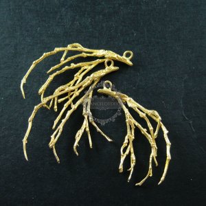 6pcs 25x43mm vintage raw brass tree branch bamboo root pendant charm DIY jewlery supplies 1800132